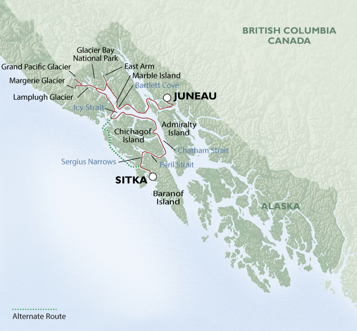 Northern Passages Glacier Bay Itinerary Map